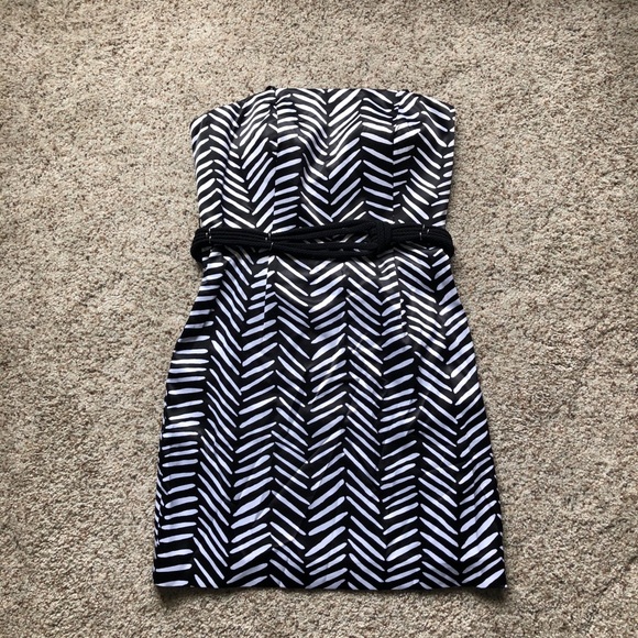NWT! BCBGeneration Black and White Strapless Dress - Picture 1 of 8